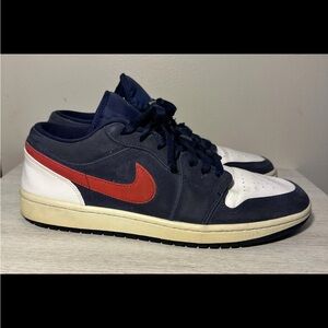Nike‎ Air Jordan 1 Low 'USA'  Midnight Navy/Gym-Red White Men’s Size 11.5